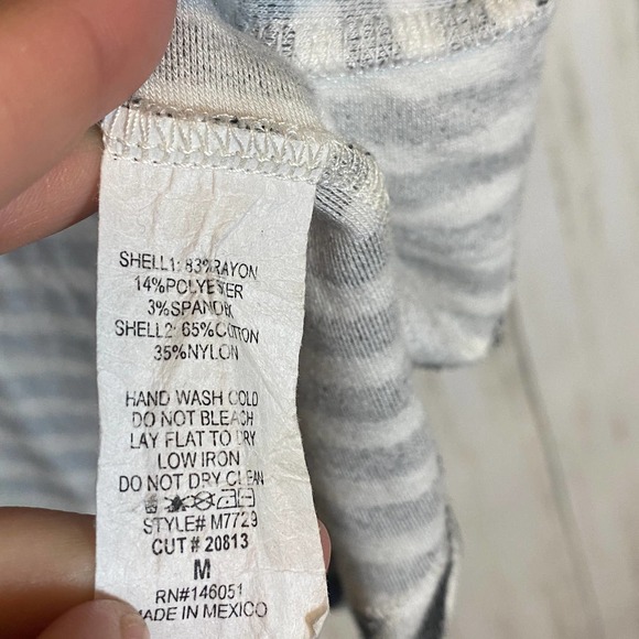 Gray / White Striped Lace Detail Sweater - Picture 6 of 6